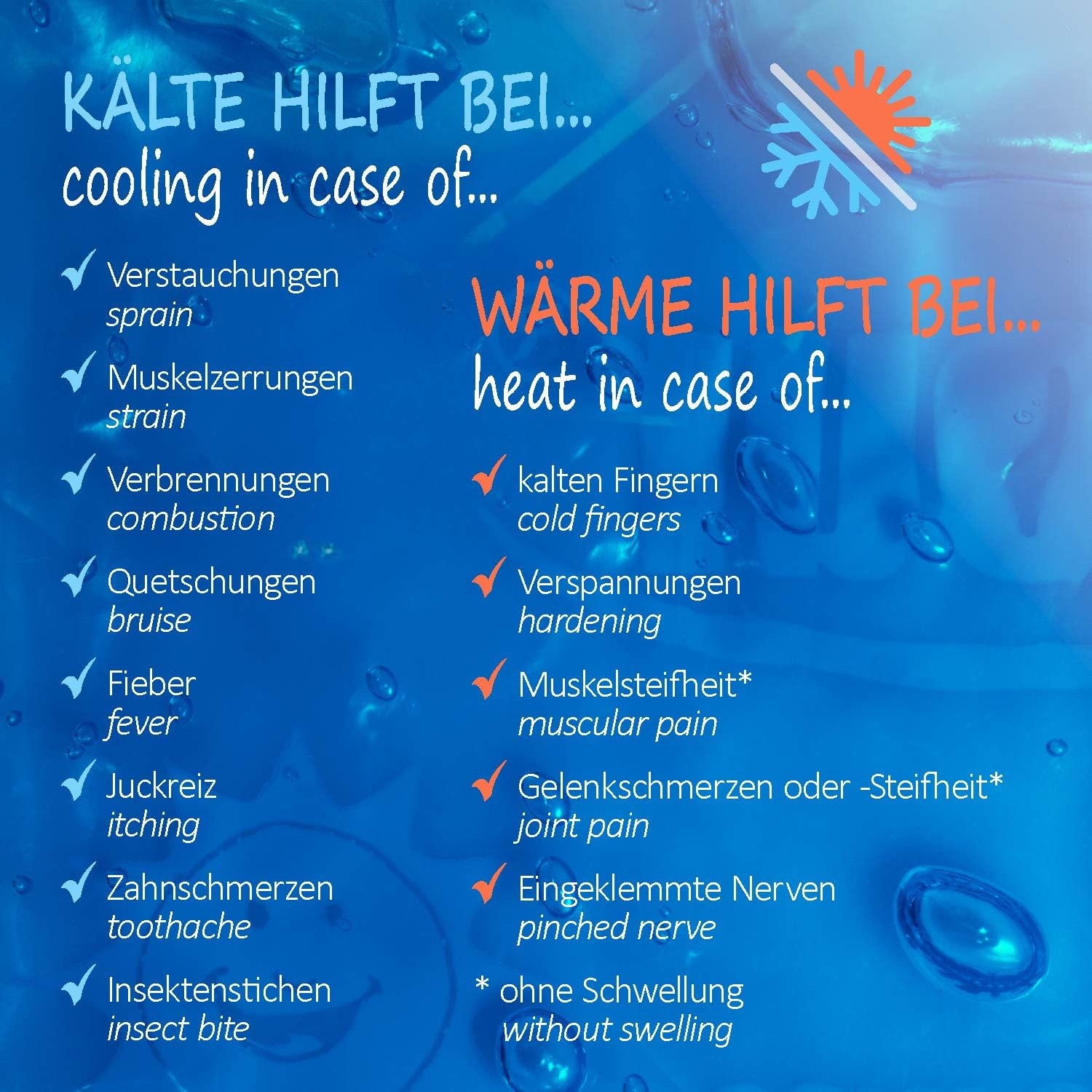 com-four® 2x grote meervoudige kompressen met premium herbruikbare fleece-hoes, koude en warme kompressen met gel-coolpack, beschermhoes met elastische band, 29 x 12 cm - Made in Germany