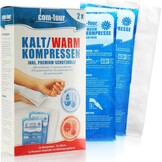 com-four® 2x grote meervoudige kompressen met premium herbruikbare fleece-hoes, koude en warme kompressen met gel-coolpack, beschermhoes met elastische band, 29 x 12 cm - Made in Germany