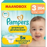 Pampers Premium Protection Size 3, 204 Diapers, 6kg-10kg, Our No.1 In Skin Protection And From Leaks, Monthly Box - Maat Maat 3 (204 Stuk)