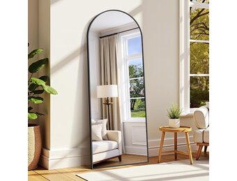 Wolibeer Grote Volledige Lengte Spiegel 165 x 60 cm, Volledige Lengte Spiegel met Zwart Aluminium Frame Staande Wandspiegel voor Slaapkamer, Entree, Gang, Huisdecoratie
