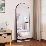 Wolibeer Grote Volledige Lengte Spiegel 165 x 60 cm, Volledige Lengte Spiegel met Zwart Aluminium Frame Staande Wandspiegel voor Slaapkamer, Entree, Gang, Huisdecoratie