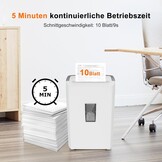 Bonsaii 10 Sheet Shredder P4, Micro Cut Shredder for 21L Containers, Anti-Lock System & Overheating Protection for Office/Home Office, C275-B