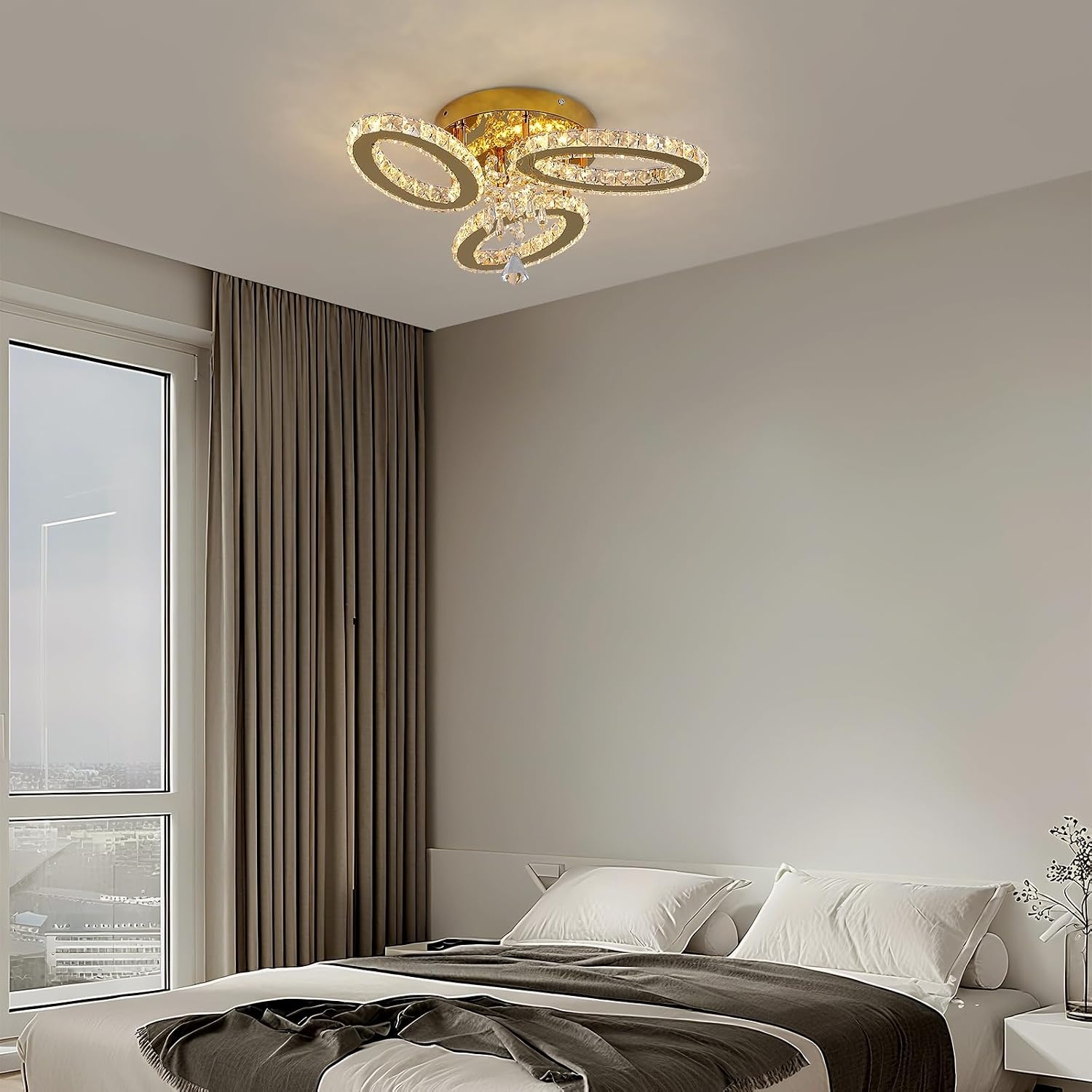 LED Plafondlamp Kristal Goud 3 Ovalen 48x22cm - 58% Korting