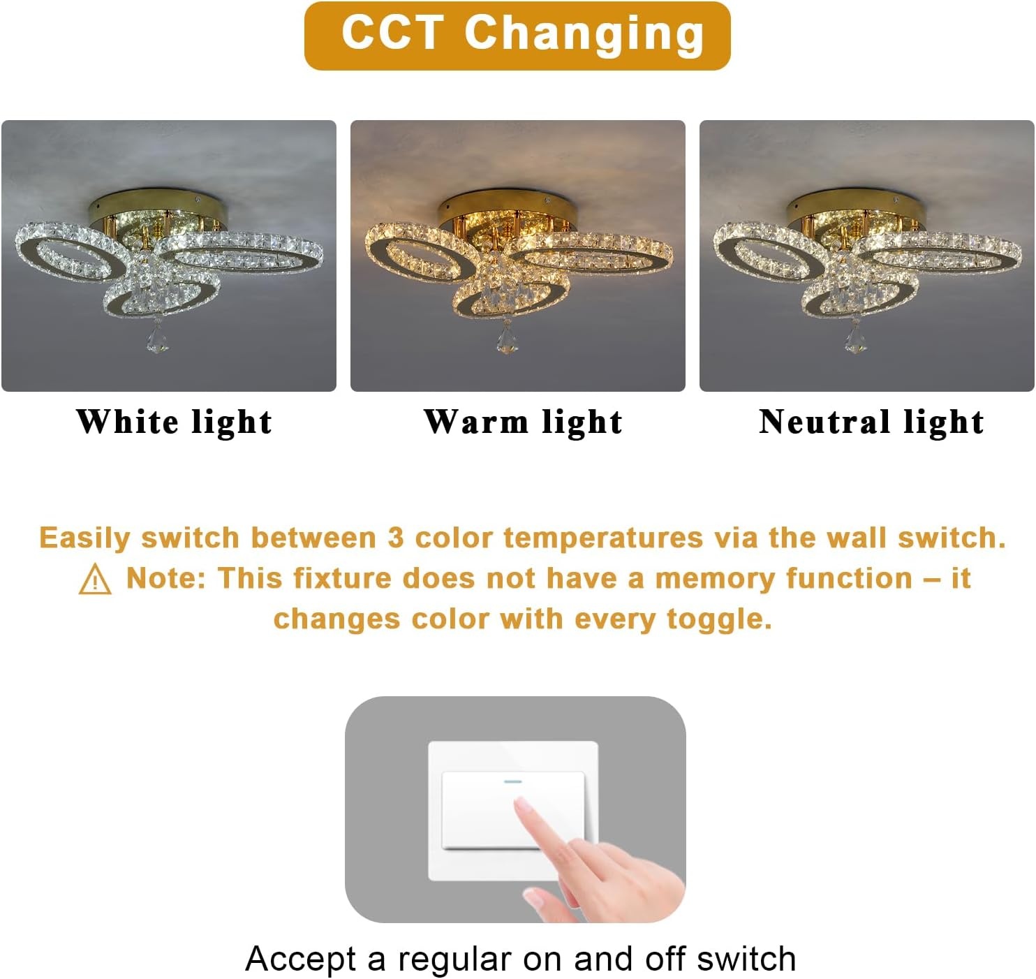 LED Plafondlamp Kristal Goud 3 Ovalen 48x22cm - 58% Korting