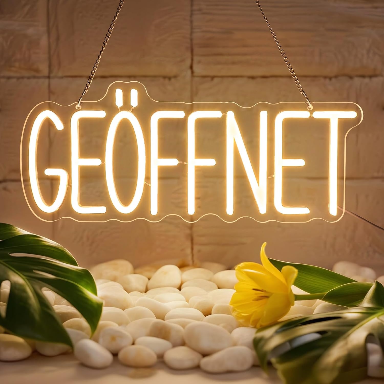 LED Neon 'Open' Bord - Warmwit Acryl 39x16cm | 58% Korting