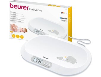 Beurer BY 90 Baby Scale with Free App (iOS + Android), Integrated Tape Measure, 20 kg Load Capacity and Hold Function for Bumbling Babies
