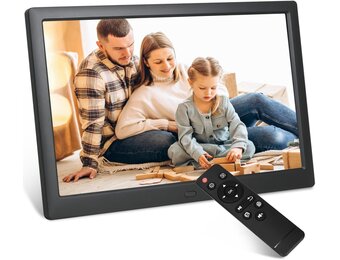 TSITSC 13,3 inch digitale fotolijst, 1280 x 800 elektronische fotolijst, muziek, videospeler, kalenderfunctie met afstandsbediening, ondersteunt USB/SD-kaart, desktop of wandmontage (zwart)