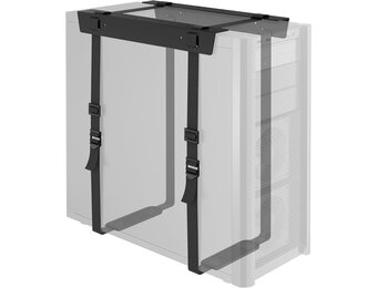 BONTEC Verstelbare PC Houder Onder Bureau, Stalen CPU Houder met Verstelbare Riemen (Maximaal 180 cm), Max. 20 kg, Roestwerende Poedercoating, Antislip Pads, Eenvoudige Installatie