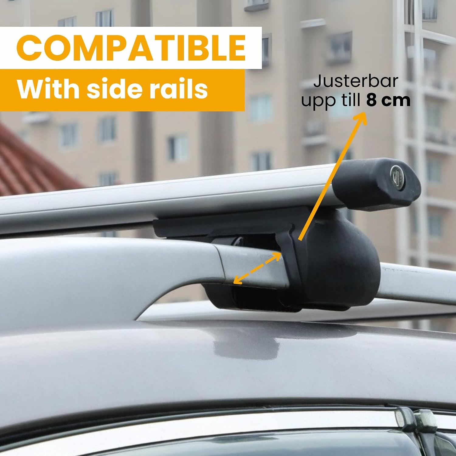 Auto-Imperiaal für Reisen, Topstangen Compatibel met Verhoogde Bagagerails aan de Zijkant, Draagbare Draagstang.