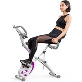 leikefitness Fietstrainer, inklapbaar, hometrainer, fitnessfiets, multifunctionele ergometer, fitnessapparaat, sportapparaat voor thuis, met 12-traps weerstand, hartslagmeter, trekkoord, voor cardio