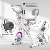 leikefitness Fietstrainer, inklapbaar, hometrainer, fitnessfiets, multifunctionele ergometer, fitnessapparaat, sportapparaat voor thuis, met 12-traps weerstand, hartslagmeter, trekkoord, voor cardio
