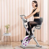 leikefitness Fietstrainer, inklapbaar, hometrainer, fitnessfiets, multifunctionele ergometer, fitnessapparaat, sportapparaat voor thuis, met 12-traps weerstand, hartslagmeter, trekkoord, voor cardio