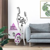 leikefitness Fietstrainer, inklapbaar, hometrainer, fitnessfiets, multifunctionele ergometer, fitnessapparaat, sportapparaat voor thuis, met 12-traps weerstand, hartslagmeter, trekkoord, voor cardio