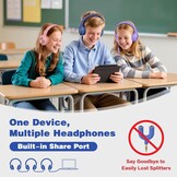 SIMOLIO 2-pack hoofdtelefoon bedraad met microfoon en volumeregeling, opvouwbare lichtgewicht headset over oor w/volume beperkt & Share Jack voor mobiele telefoons tabletten Smartphone PC tieners volwassen jeugd school reisgeschenk