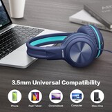 SIMOLIO 2-pack hoofdtelefoon bedraad met microfoon en volumeregeling, opvouwbare lichtgewicht headset over oor w/volume beperkt & Share Jack voor mobiele telefoons tabletten Smartphone PC tieners volwassen jeugd school reisgeschenk