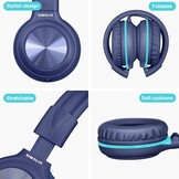 SIMOLIO 2-pack hoofdtelefoon bedraad met microfoon en volumeregeling, opvouwbare lichtgewicht headset over oor w/volume beperkt & Share Jack voor mobiele telefoons tabletten Smartphone PC tieners volwassen jeugd school reisgeschenk