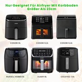 Heteluchtfriteuse accessoires, 23 cm, accessoires voor Airfryer, XXL voor Cosori 6L, 6,2L, 6,4L, Russell Hobbs 8L, Air Fryer accessoires met siliconen vorm, grillrooster, pizzapan, bakpapier
