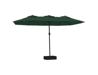vidaXL Parasol dubbel dak met LED 449x245 cm groen