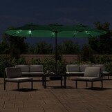 Dubbele Parasol met LED, Groen - 35% Korting!