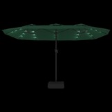 vidaXL Parasol dubbel dak met LED 449x245 cm groen