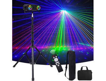 Disco Lights, 5-in-1 Led DJ Light with Tripod Stand, Kaleidoscope Ball/Red Green Pattern/Sound Activated/Star Light/Strobe Effect, Portable Disco Ball for Gig Disco Party DJ Stage Lighting
