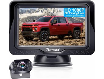 Reversing Camera: Plug-Play HD 1080P Clear Image Color Night Vision DIY Guide Rear View Camera with Monitor System Waterproof for Car/Truck/Pickup/Van/SUV/Camper T1