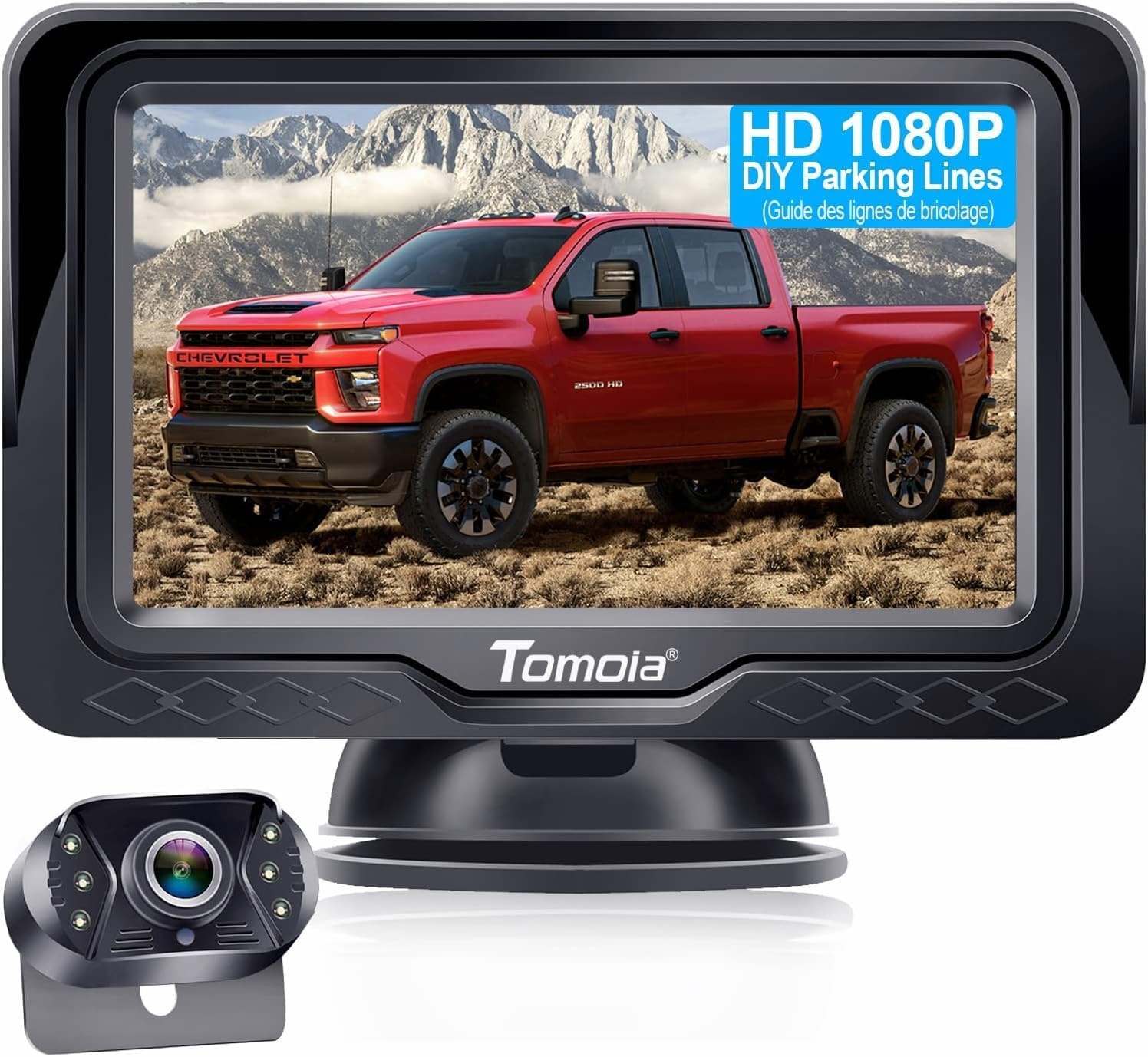 Reversing Camera: Plug-Play HD 1080P Clear Image Color Night Vision DIY Guide Rear View Camera with Monitor System Waterproof for Car/Truck/Pickup/Van/SUV/Camper T1