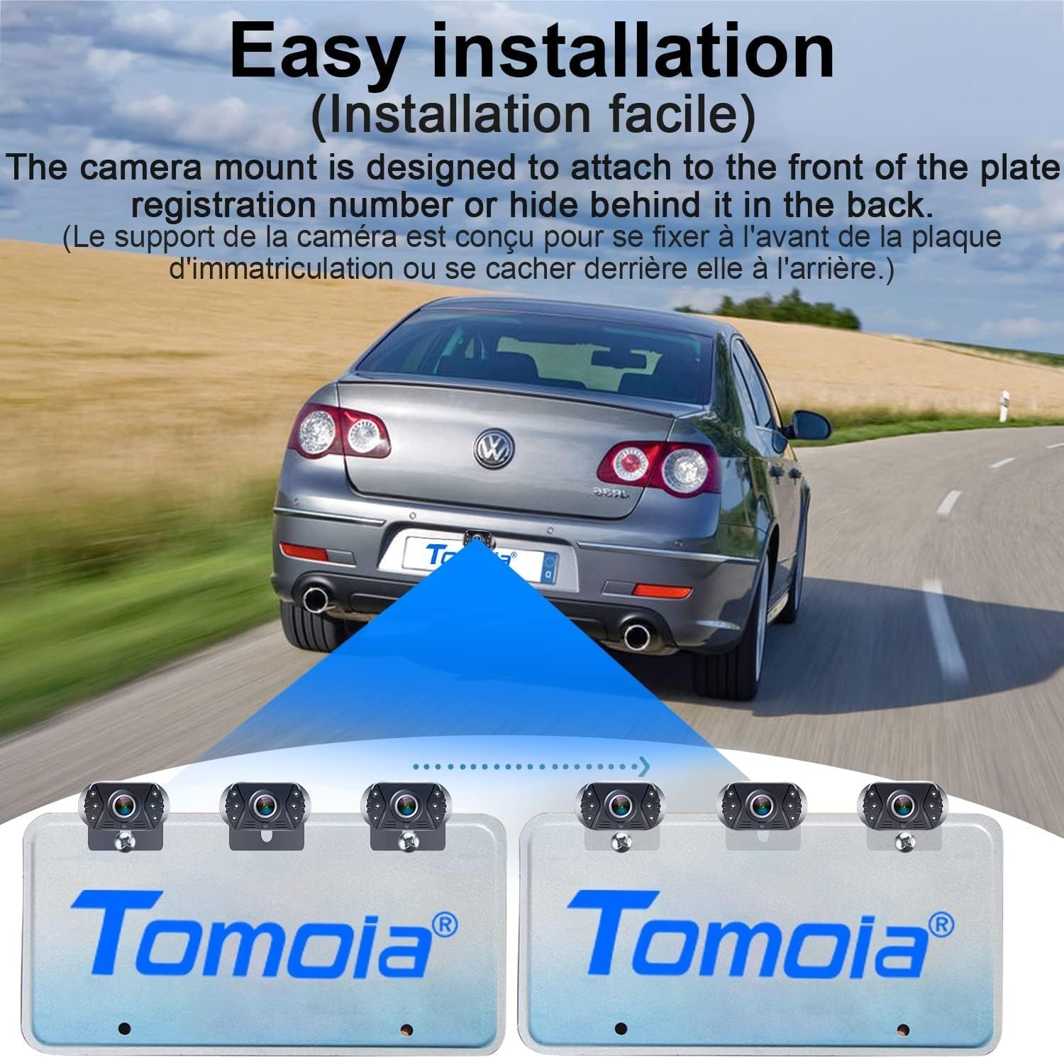 Reversing Camera: Plug-Play HD 1080P Clear Image Color Night Vision DIY Guide Rear View Camera with Monitor System Waterproof for Car/Truck/Pickup/Van/SUV/Camper T1