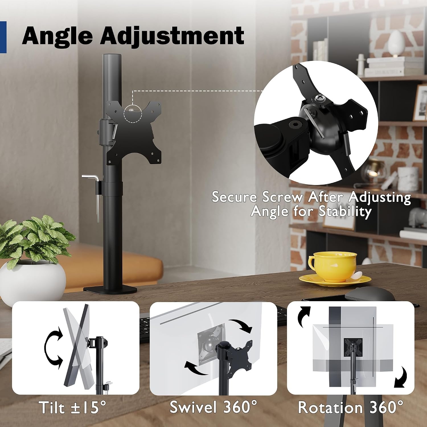 Verstelbare Monitor Arm met 59% Korting | 1 Scherm 13-34 inch | Max. 8kg