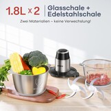 Elektrische Hakmolen 450W - 2 RVS/Glazen kommen & 2 snelheden (59% korting)