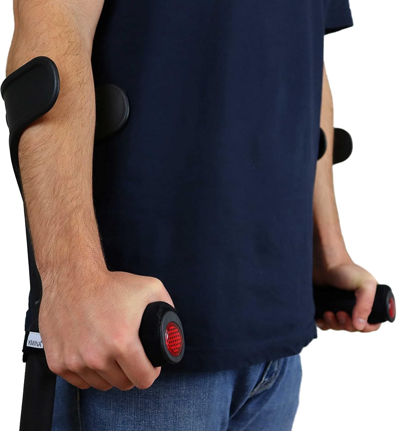 KMINA Onderarm Krukken met Pads (x2 Units), Elleboogkrukken Volwassenen, Ergonomische Krukken, Loopkruk Comfort, Orthopedische Krukken Hoogte Verstelbaar, Zwart, Made in Europe