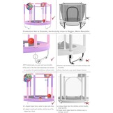 PILIN Kindertrampoline met basketbalmand, 145 cm, indoor-outdoor springbed met veren, verhoogd veiligheidsnet, verjaardagsspeelgoed voor jongens en meisjes, kinderkerstcadeau