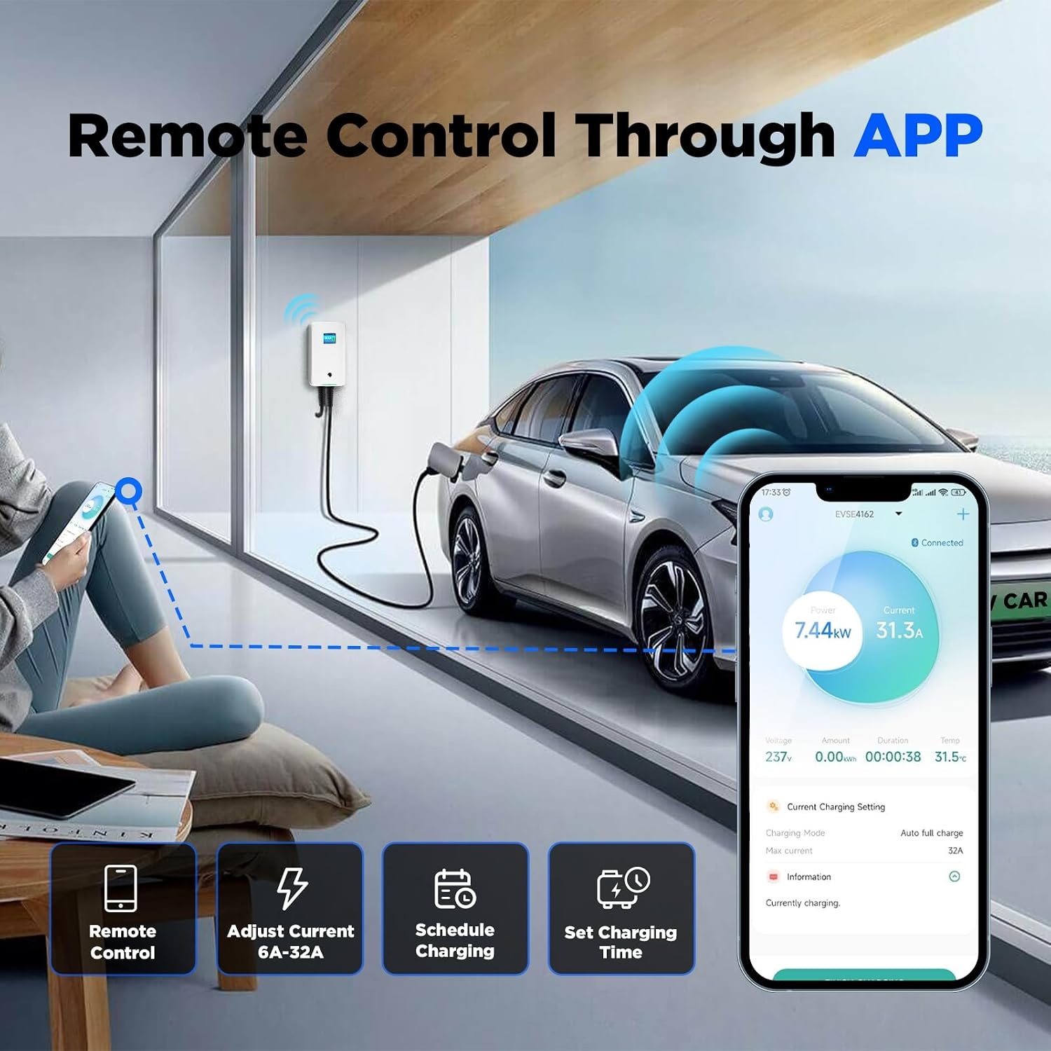 7kW Laadstation EV Type 2 met App Bediening - 76% Korting!