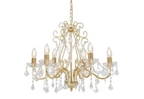 Gouden Kroonluchter met Kristallen Kralen, 6xE14 fitting - 34% Korting