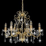 Gouden Kroonluchter met Kristallen Kralen, 6xE14 fitting - 34% Korting