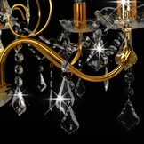 Gouden Kroonluchter met Kristallen Kralen, 6xE14 fitting - 34% Korting