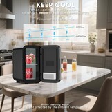 Enventor Minikoelkast 6 liter / 8 blikjes, AC + 12V DC-voeding, draagbare koeler en warmer, kleine koelkast voor slaapkamers, auto, huidverzorging, fruit en dranken, zwart