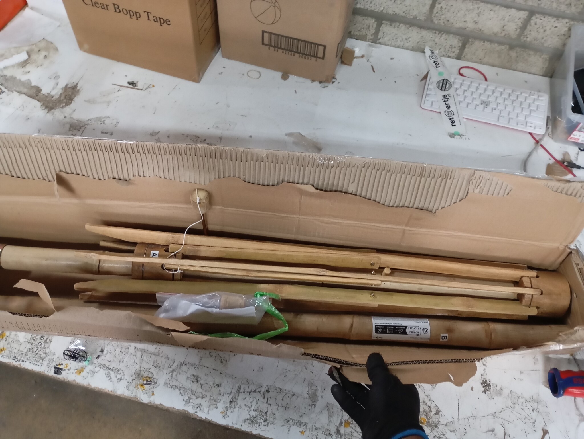 Donkergrijze Tuinparasol Bamboe - 53% Korting!