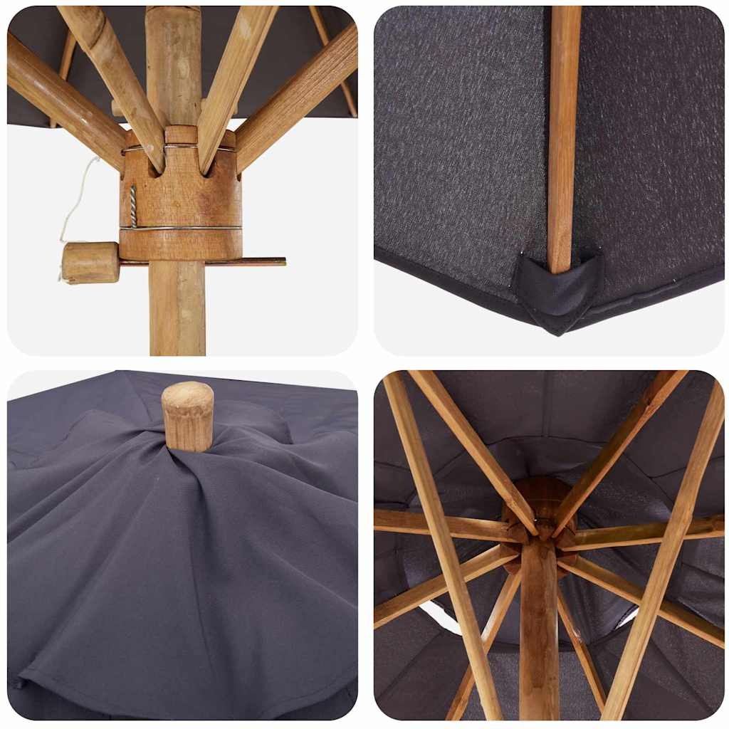 Donkergrijze Tuinparasol Bamboe - 53% Korting!