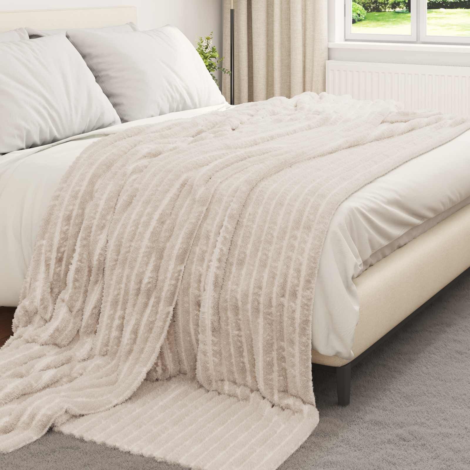 VidaXL Plaid Fleece Beige 240x220cm - 59% Korting