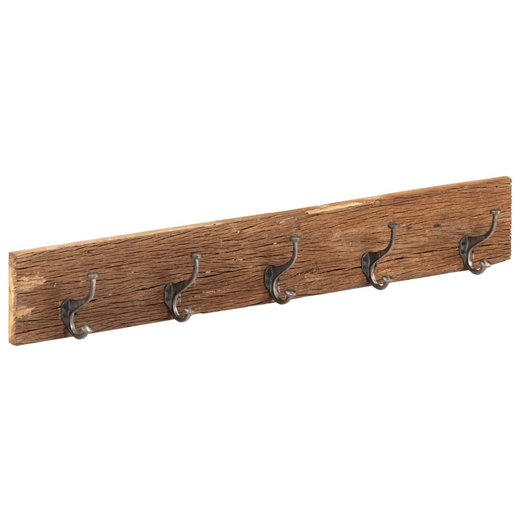 Gerecycled Hout Wandkapstok met 5 Haken - 100cm - 34% Korting