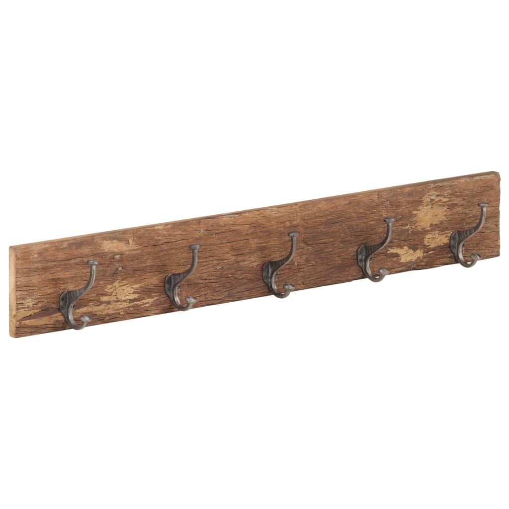 vidaXL Wandkapstok met 5 haken 100x2,5x15 cm massief gerecycled hout