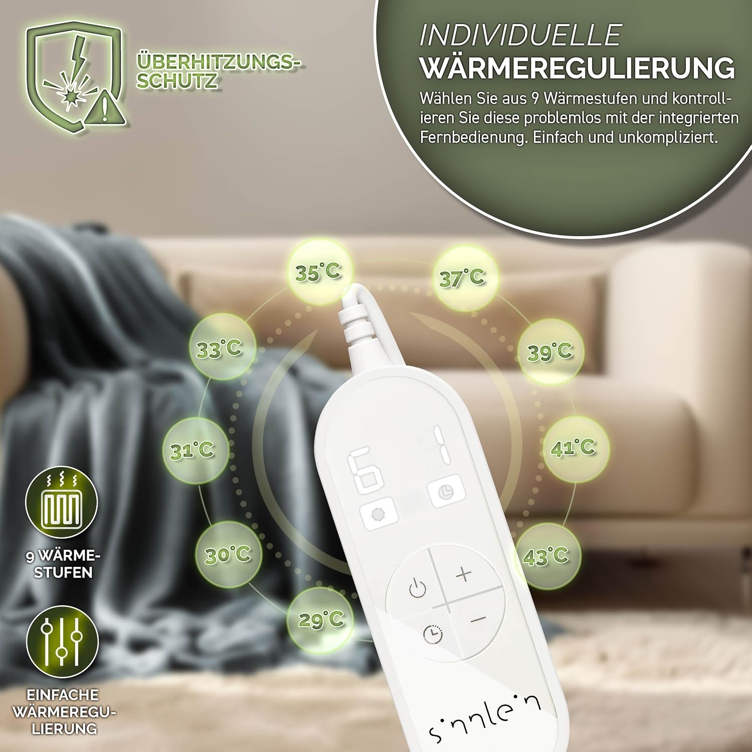 Elektrische Pluche Deken 200x180cm - 9 Warmtestanden & Timer met 60% Korting