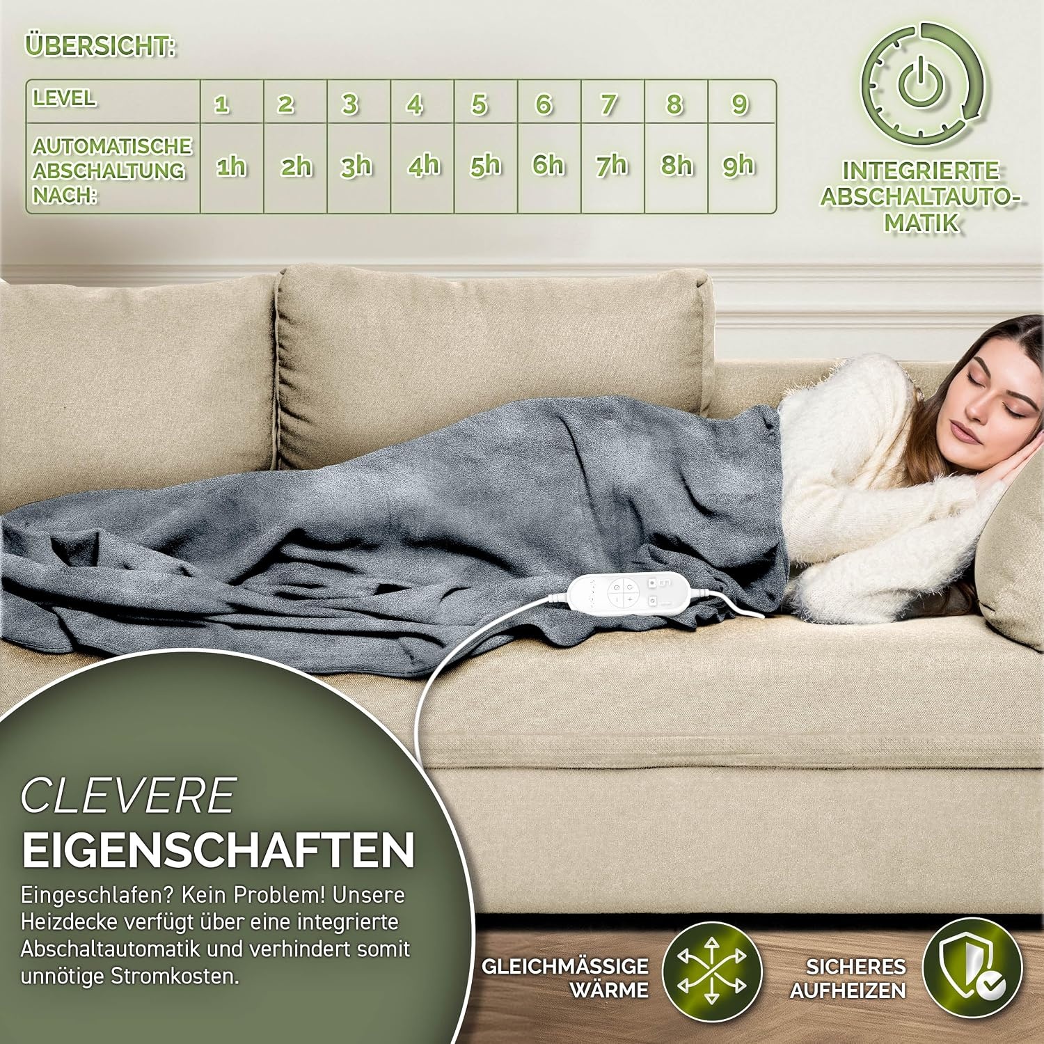 Elektrische Pluche Deken 200x180cm - 9 Warmtestanden & Timer met 60% Korting