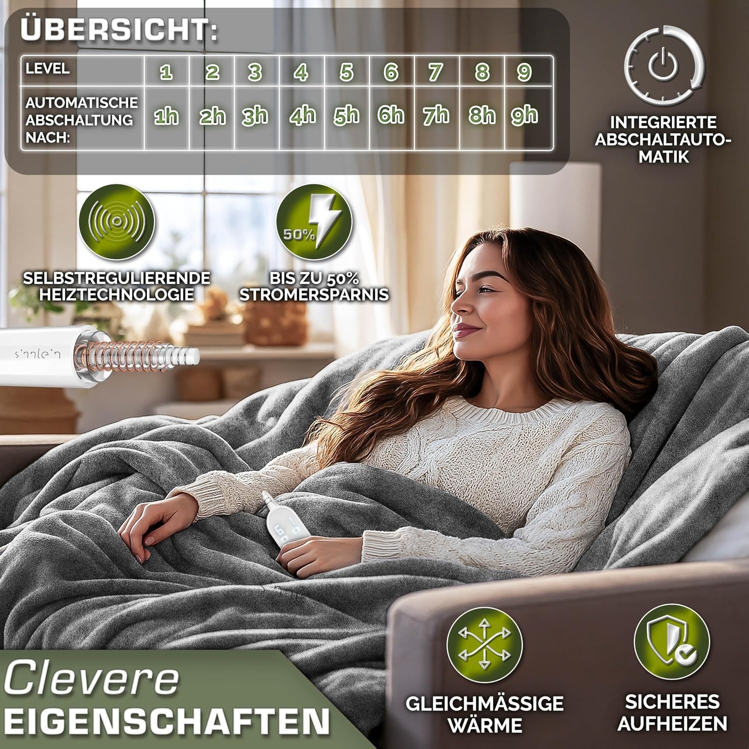 Elektrische Pluche Deken 200x180cm - 9 Warmtestanden & Timer met 60% Korting