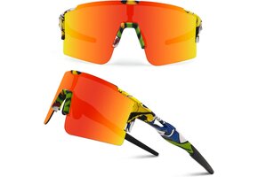 Unisex Oranje Sportbril | UV 400 | Voor Fietsen & Sport | 50% Korting