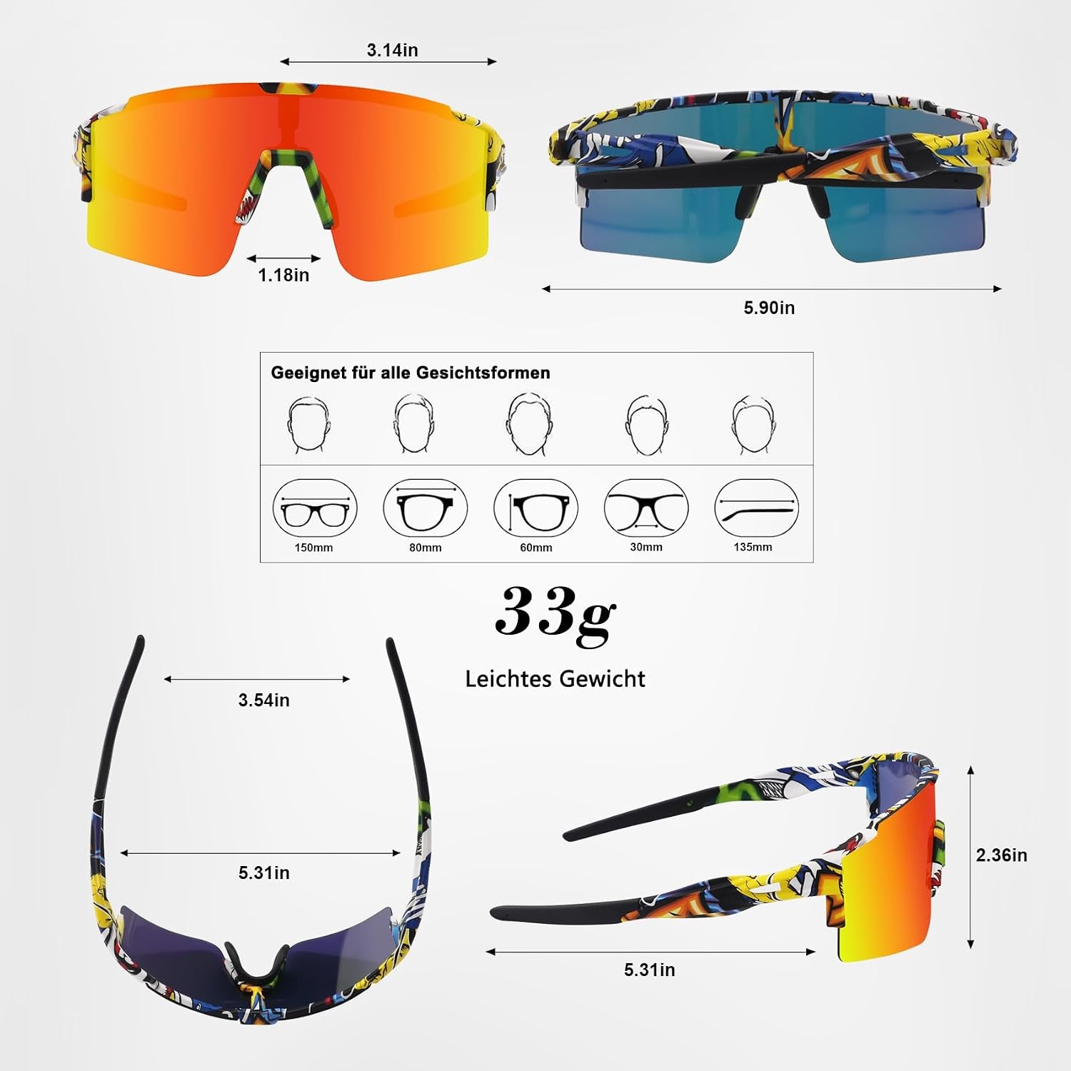 Sportbril Unisex Oranje | 58% Korting | UV400 Bescherming