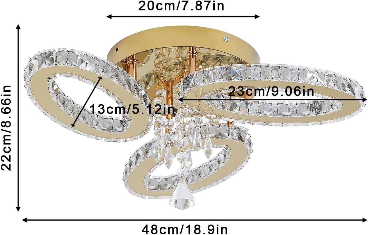 LED Plafondlamp Kristal Goud 48cm - 58% Korting
