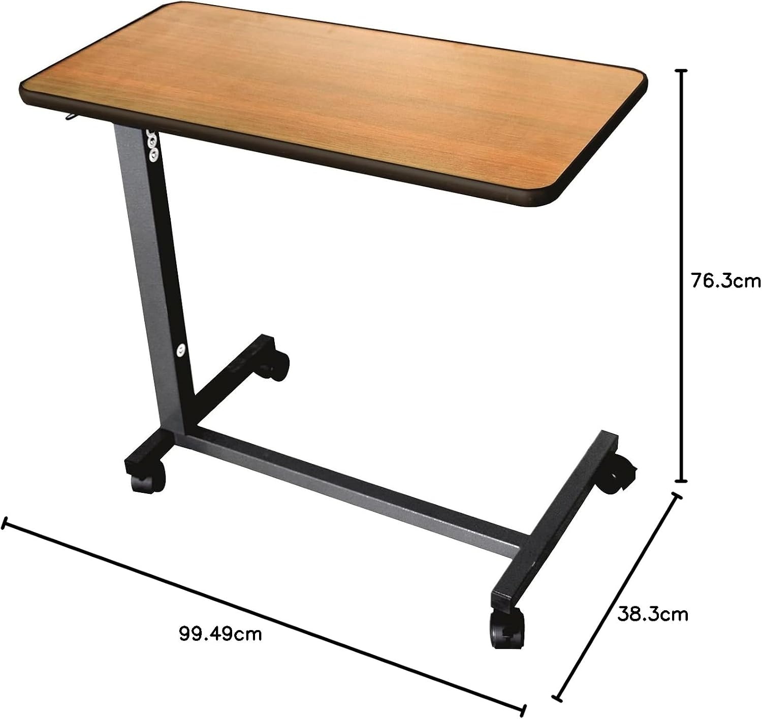 Identités Simplex Bed Table - Fixed Tray for People with Wheels with Brakes, Easy Setting, Ideal for Bed and Armchair, Tray 76.2 x 38.3 cm