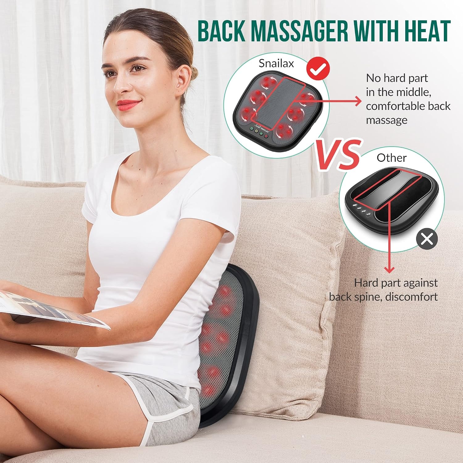 Snailax Shiatsu Voetmassageapparaat met warmtefunctie, voetwarmer met 18 kneedmassagekoppen, massageapparaat voor alle voetmaten, elektrisch voetmassageapparaat voor ontspanning, cadeaus voor mannen